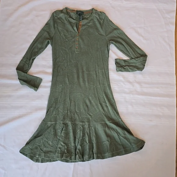 (Women's M) Ralph Lauren Green Thermal Long-sleeved Dress